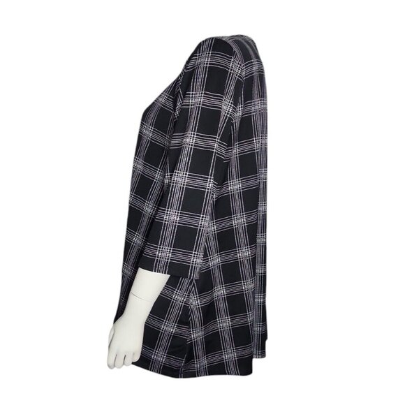 Croft & Barrow Top Womens Size XXL Black White Plaid Look 3/4 Sleeve Pullover - Picture 4 of 7